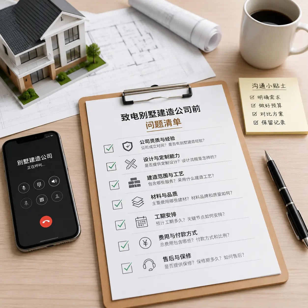 在江口拨打别墅建造公司电话前的准备工作